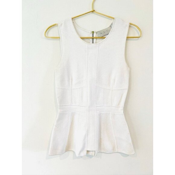 A.L.C. Knit top White XS Peplum Blouse - Picture 3 of 14